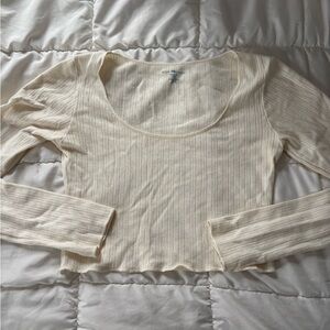 Brandy Melville Cream Ribbed Crop Top